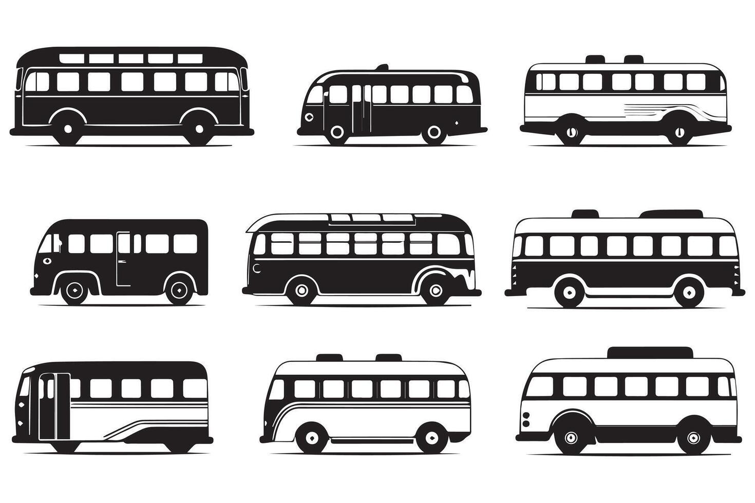 autobús íconos conjunto en blanco antecedentes vector
