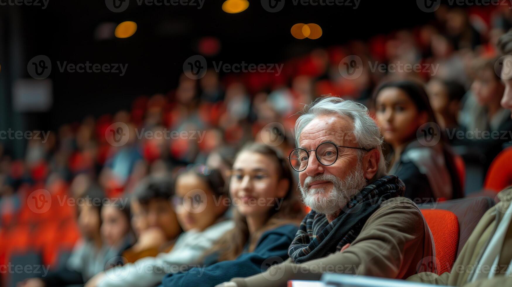 Senior Professor at University Lecture with Students photo