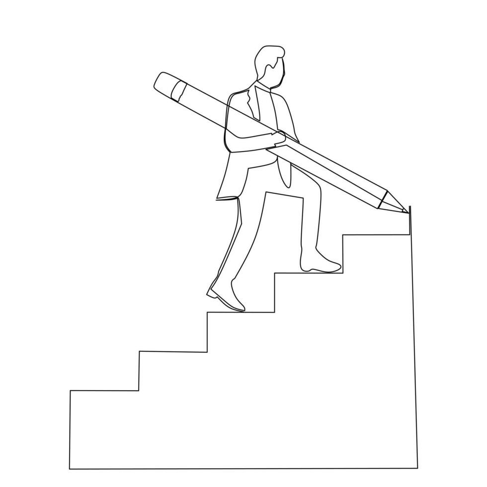 Continuous single one line a businessman puts down chess pawn. Business growth strategy concept vector