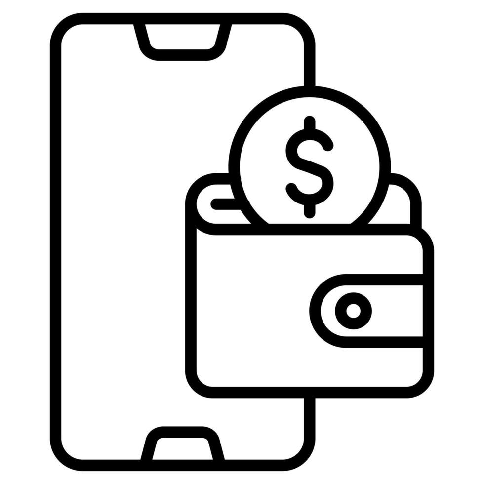 Digital Wallet icon line illustration vector