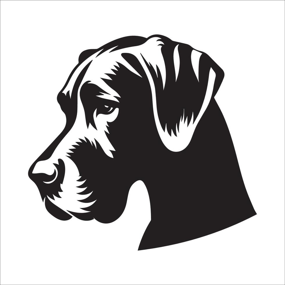 Great Dane Dog - A Great Dane Dog pensive face illustration in black and white vector