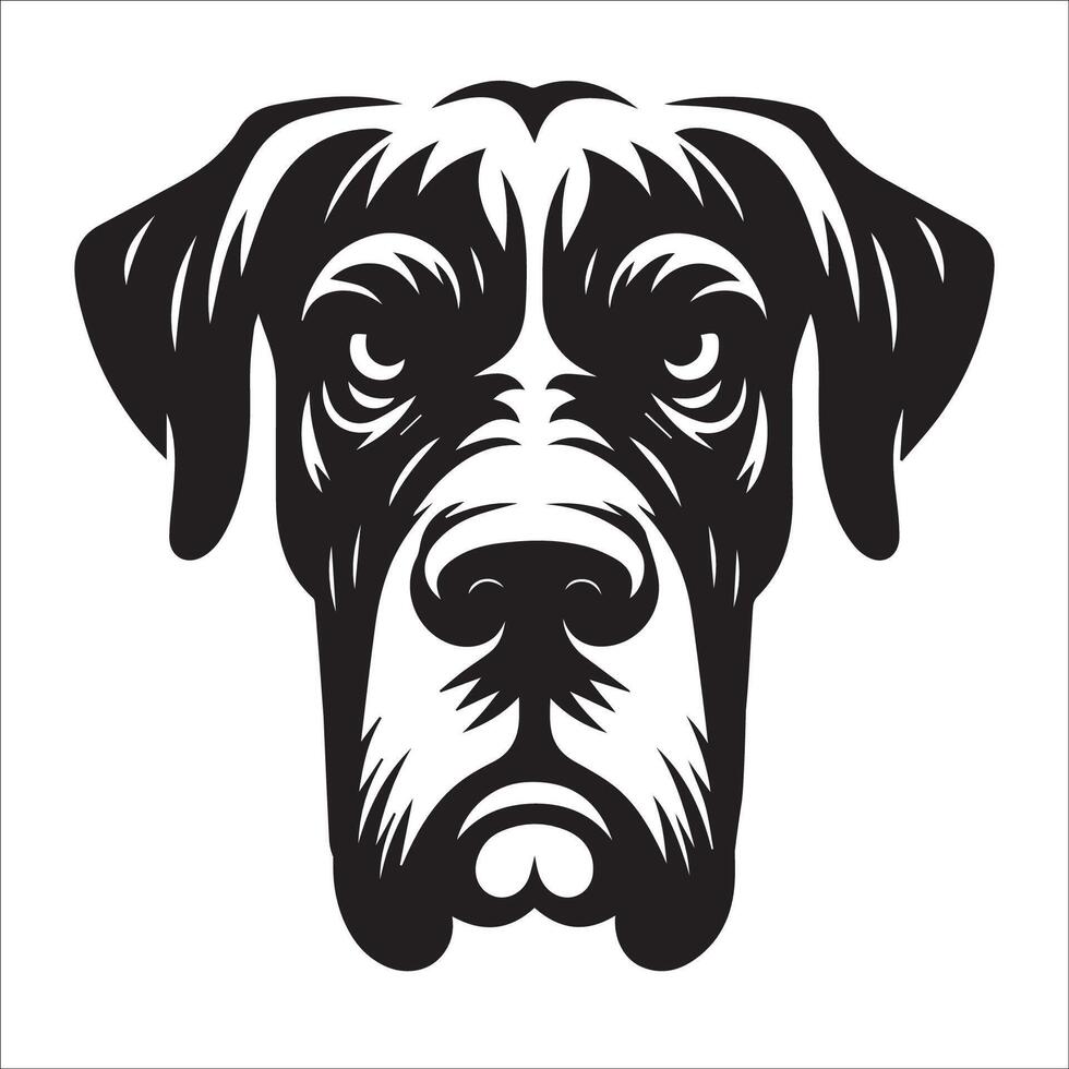 Great Dane Dog - A Great Dane Angry face illustration in black and white vector