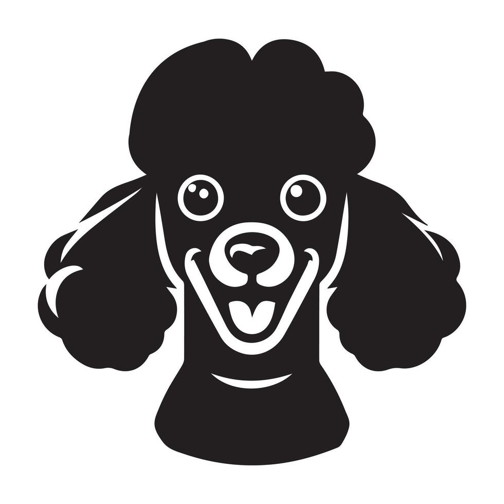 caniche perro logo - un divertido caniche perro cara ilustración en negro y blanco vector