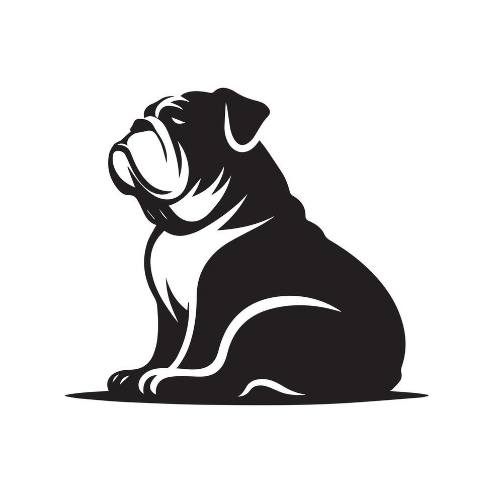 A Tranquil Bulldog illustrated in black and white vector