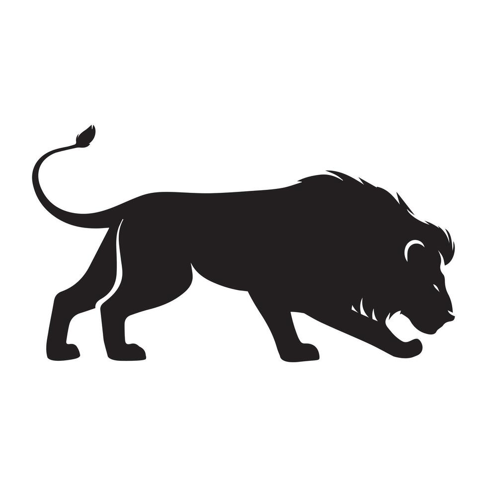 Lion silhouette - a lion searching food illustration on a white background vector