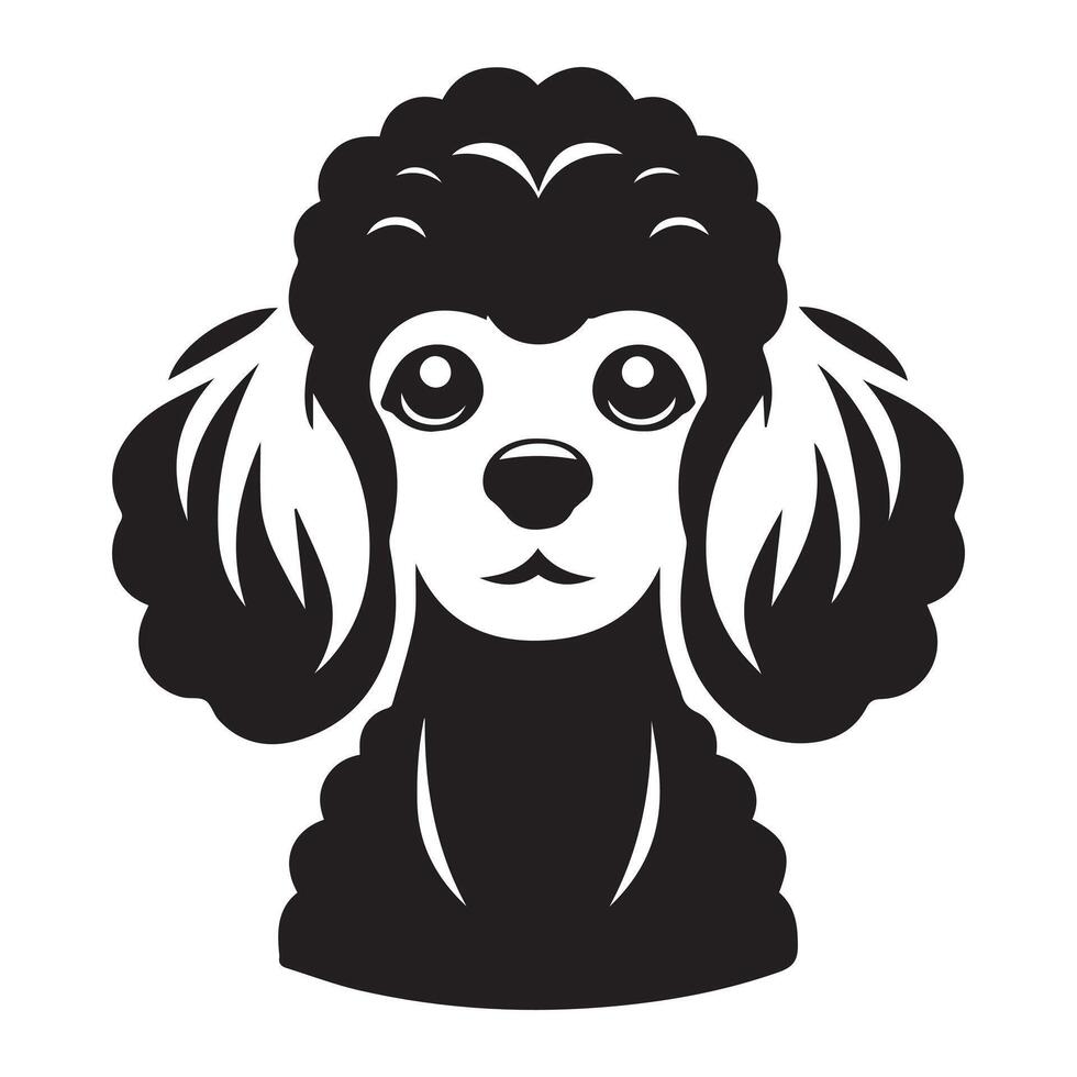 Poodle Dog Logo - A Adoring Poodle Dog face illustration in black and white vector
