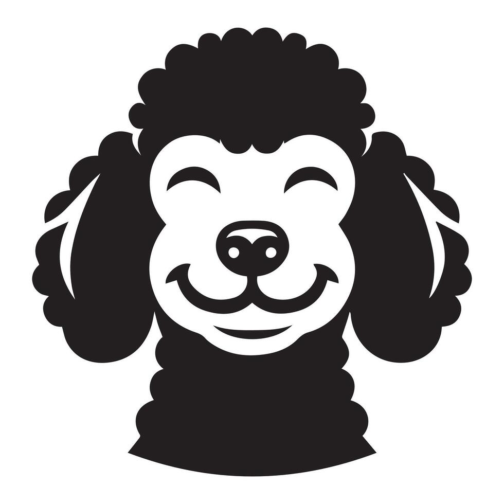 Poodle Dog - A Content Poodle Dog face illustration in black and white vector