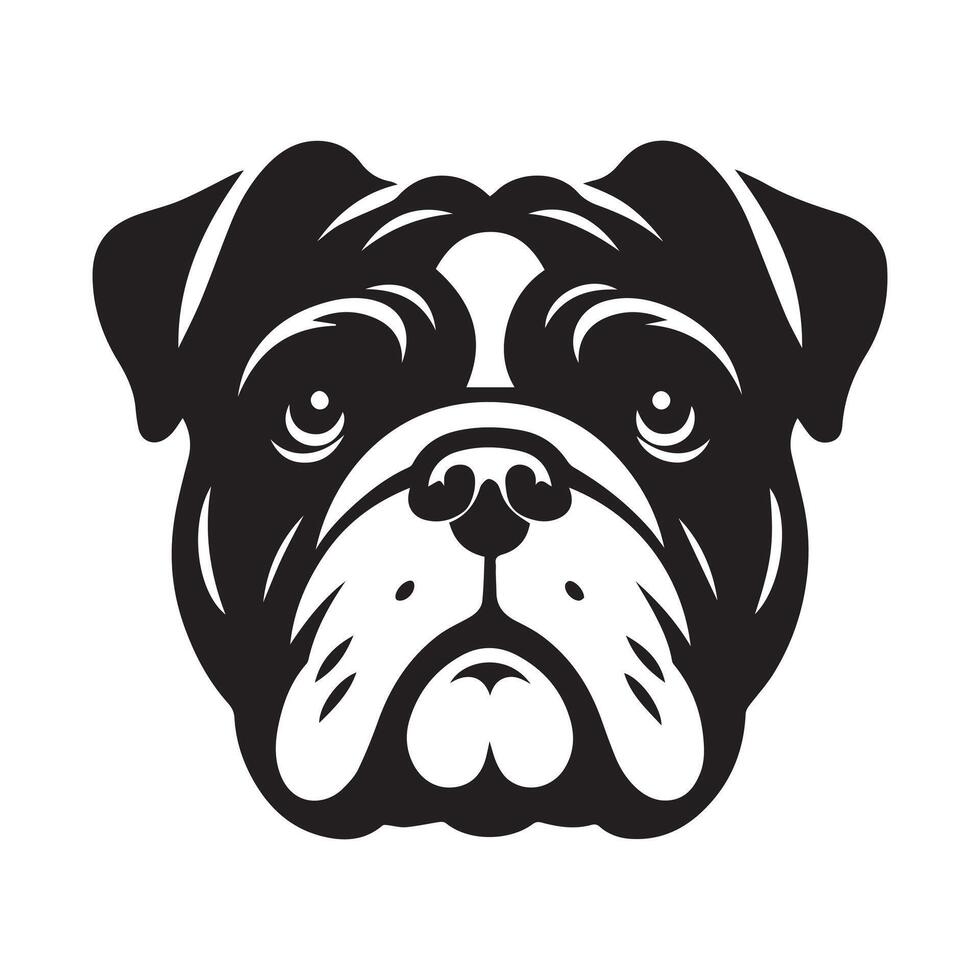 Dog silhouette - A Protective Bulldog face illustration on a white background vector