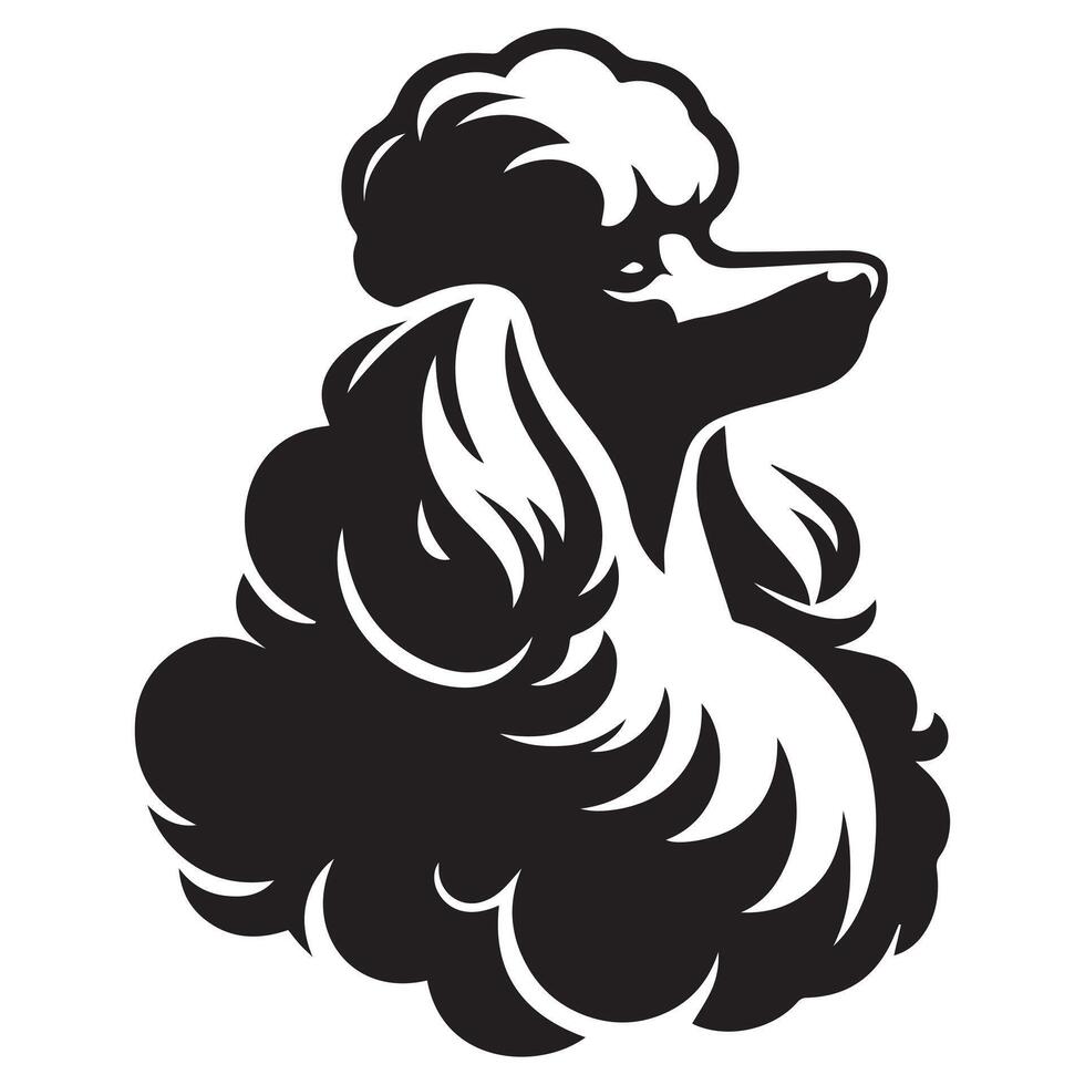 Poodle Dog - A Regal Poodle Dog face illustration in black and white vector
