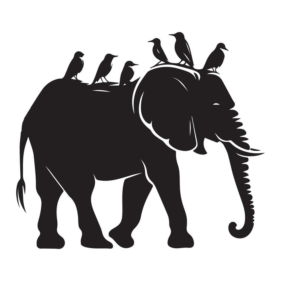 Elephant - a peaceful elephant illustration in black and white vector