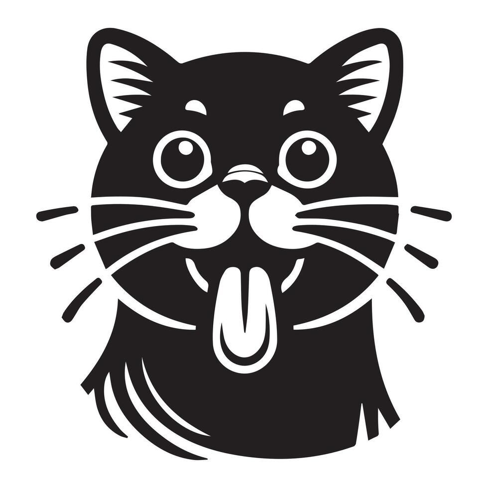 Playful American Shorthair Cat with tongue out outline design vector