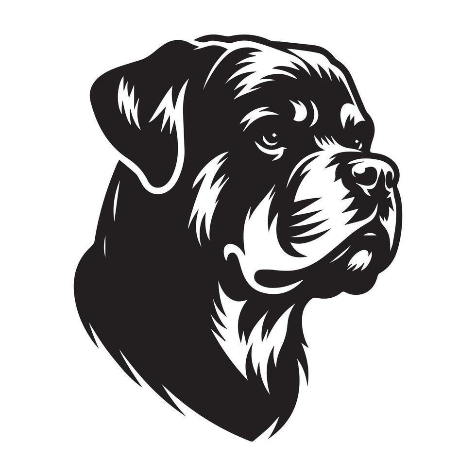 Rottweiler Dog - A Stern Rottweiler Dog face illustration in black and white vector