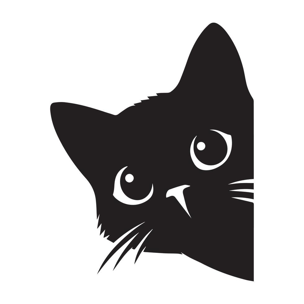 Cat Logo - a peeking cat in black and white vector