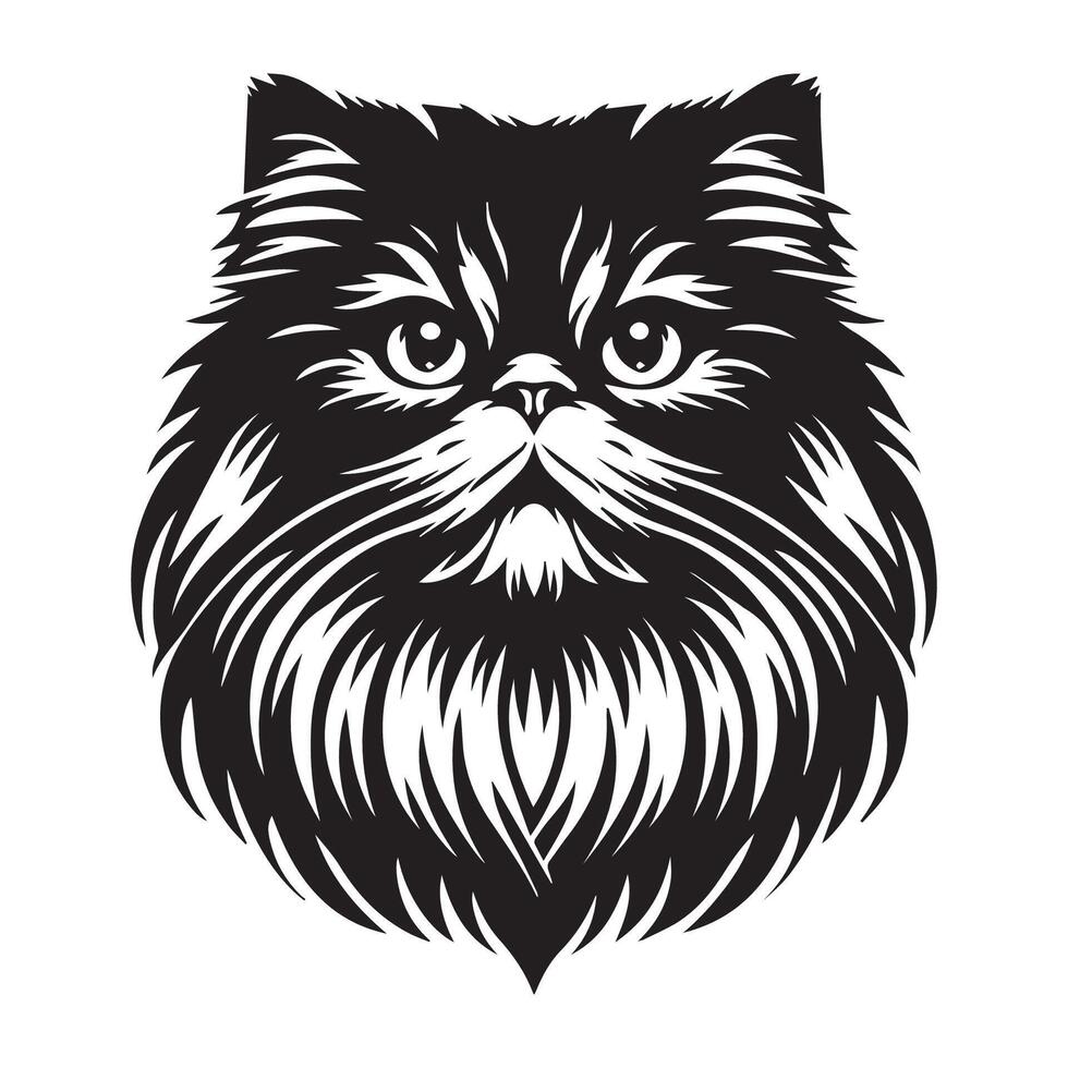 Maine Coon Cat - A majestic Persian Cat illustration in black and white vector