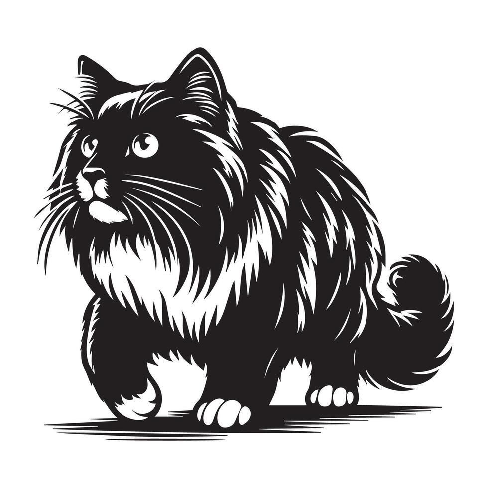 aventurero muñeca de trapo gato con alerta ilustración vector