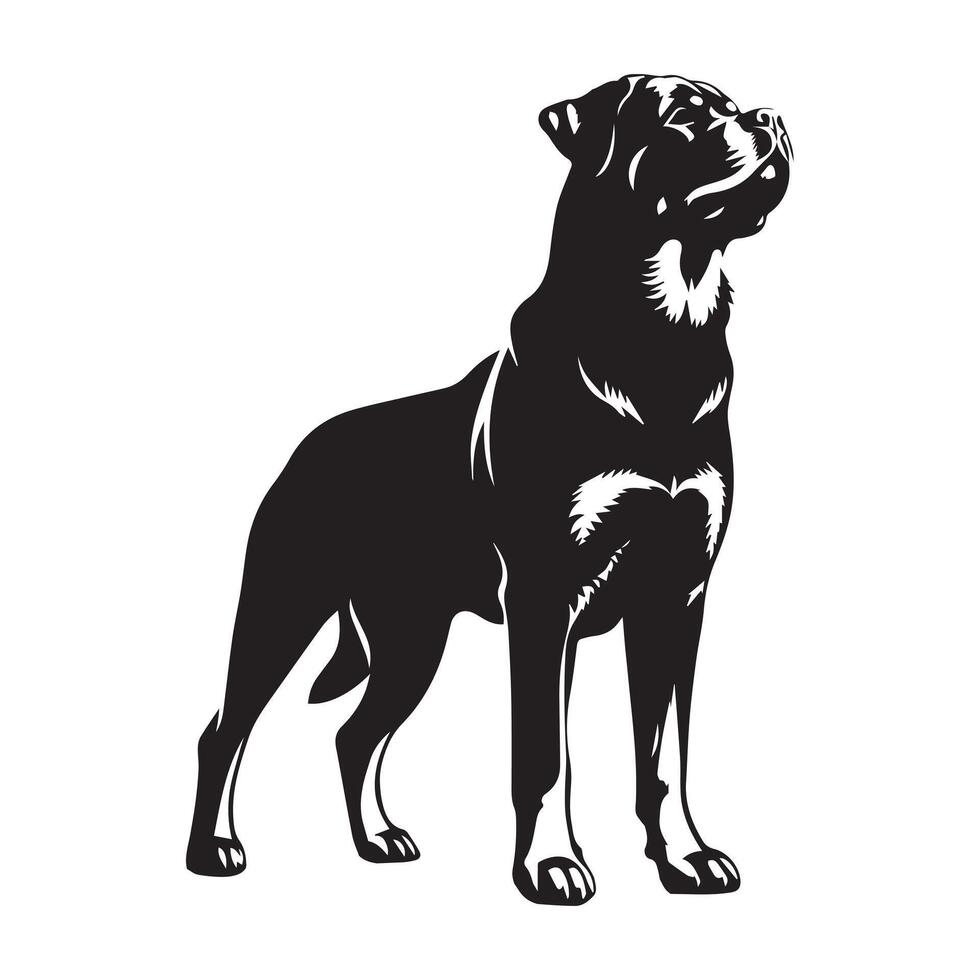 noble Rottweiler perro ilustración en negro y blanco vector
