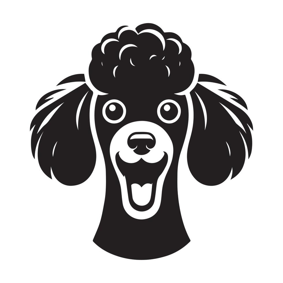 Poodle Dog - A Excited Poodle Dog face illustration in black and white vector
