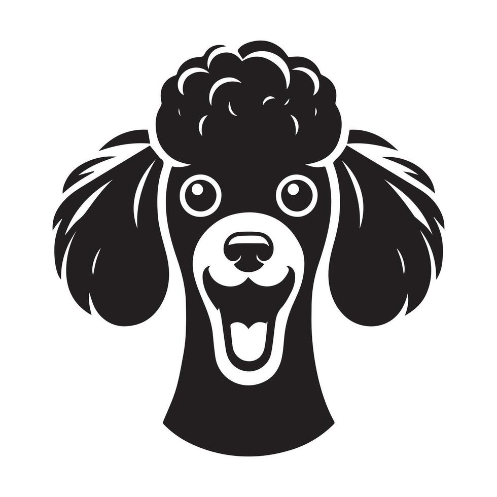 caniche perro - un emocionado caniche perro cara ilustración en negro y blanco vector