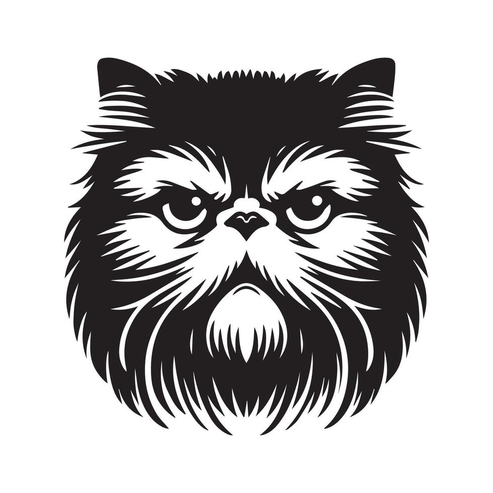 illustration of A skeptical Persian Cat face logo concept design vector