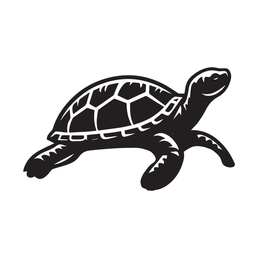 un Tortuga acostado abajo contorno diseño en negro y blanco vector