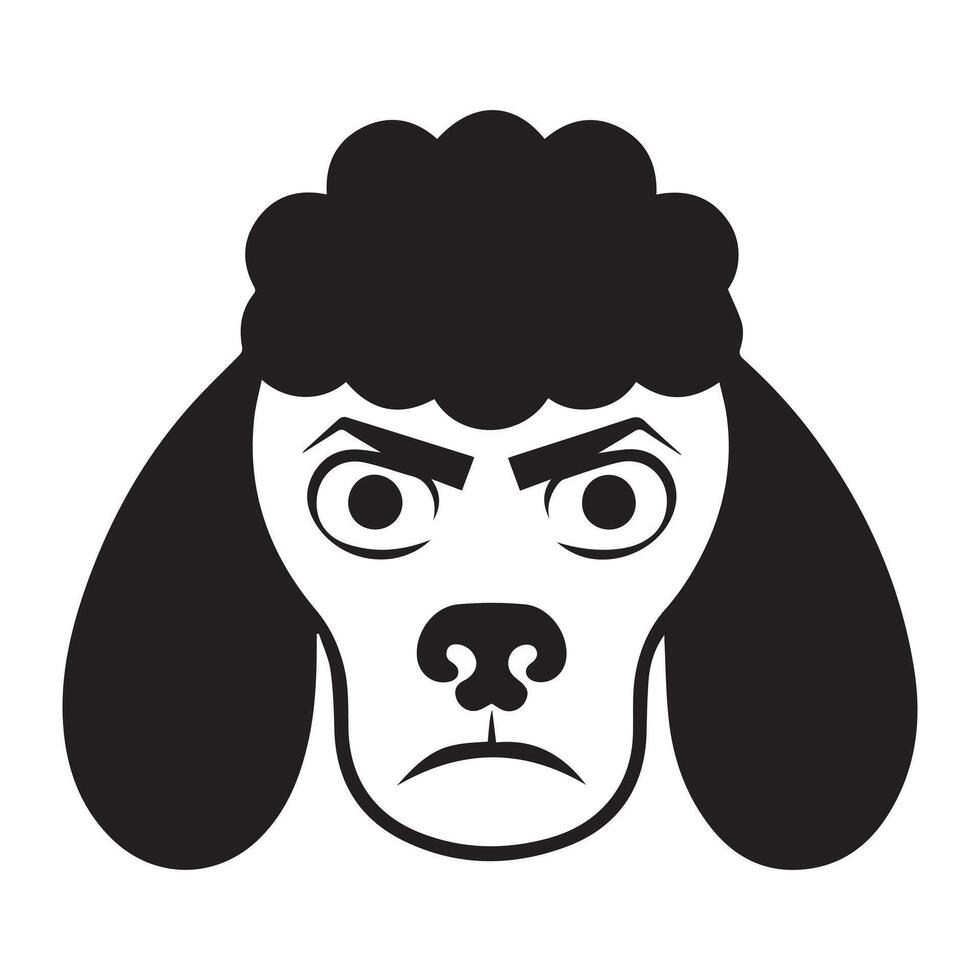 Poodle Dog Logo - A Angry Poodle Dog face illustration in black and white vector