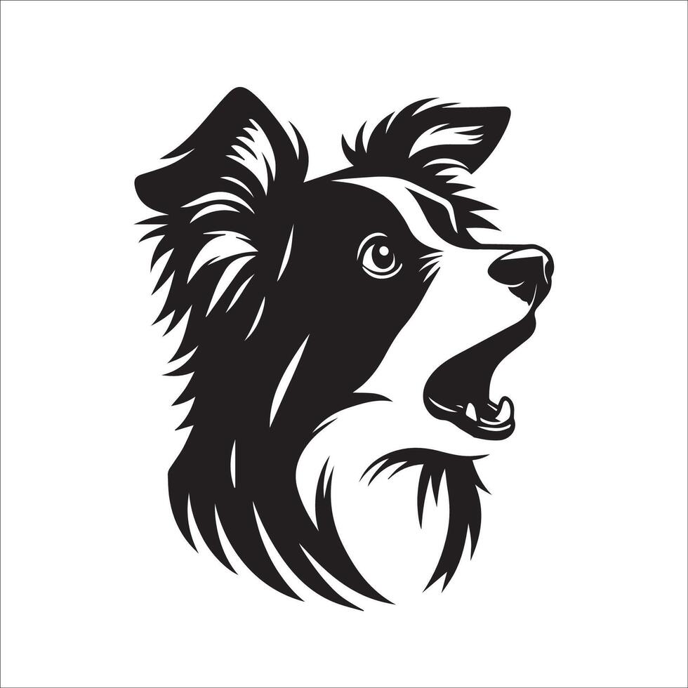 Australian Shepherd Dog - An Australian Shepherd Dog Surprised face illustration in black and white vector