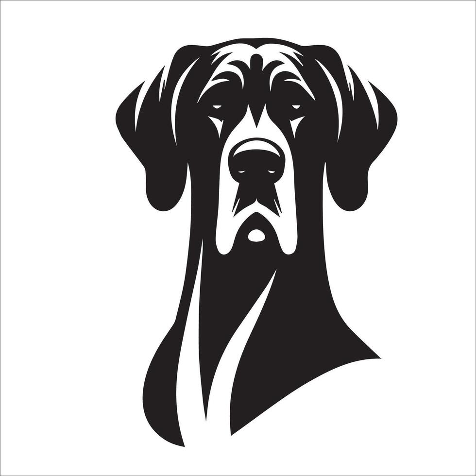 Great Dane Dog - A Great Dane majestic face illustration in black and white vector