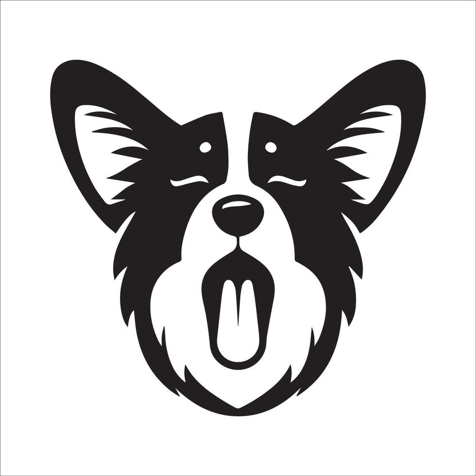 Dog Logo - A Pembroke Welsh Corgi Sleepy face illustration in black and white vector
