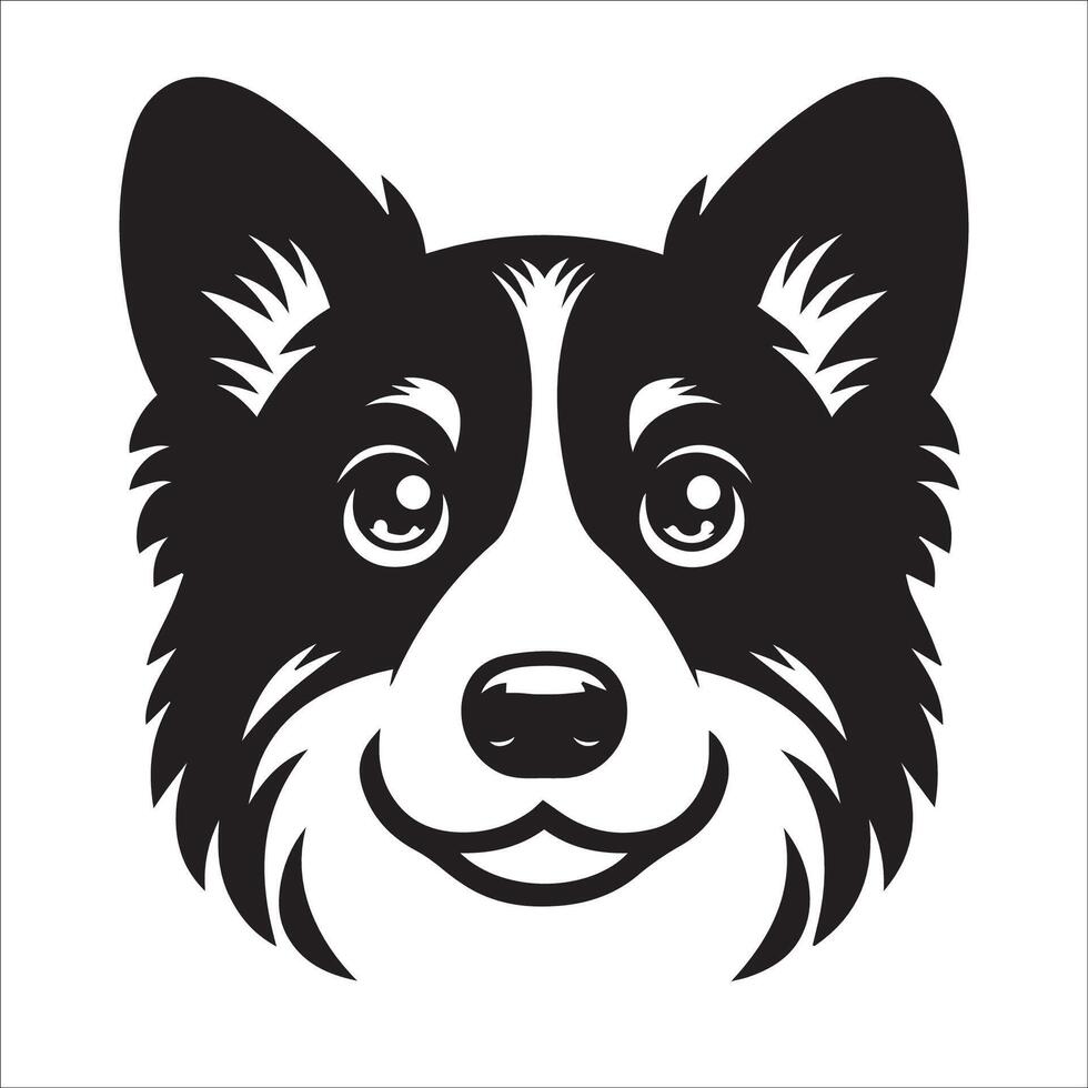 Dog Logo - A Pembroke Welsh Corgi Loving face illustration in black and white vector