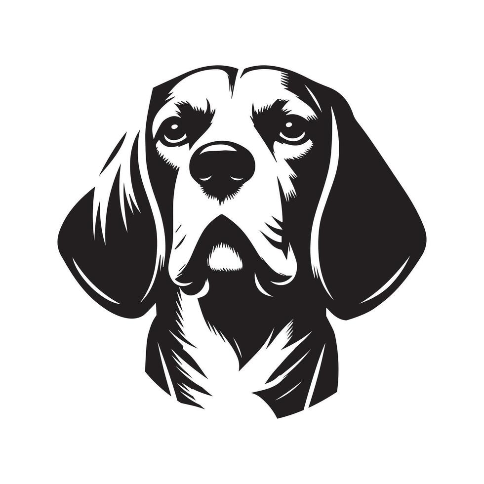 Beagle Dog Logo - A Regal Beagle Dog face illustration in black and white vector