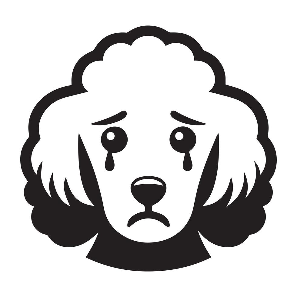 Poodle Dog - A Sorrowful Poodle Dog face illustration in black and white vector