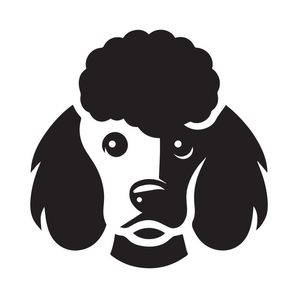 Poodle Dog Logo - A Sad Poodle Dog face illustration in black and white vector