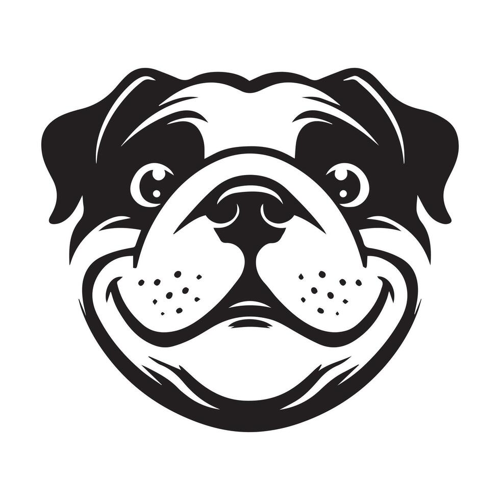 Bulldog - A Amused Bulldog face illustration in black and white vector