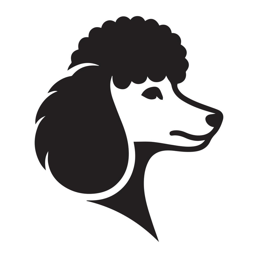 caniche perro - un amable caniche perro cara ilustración en negro y blanco vector