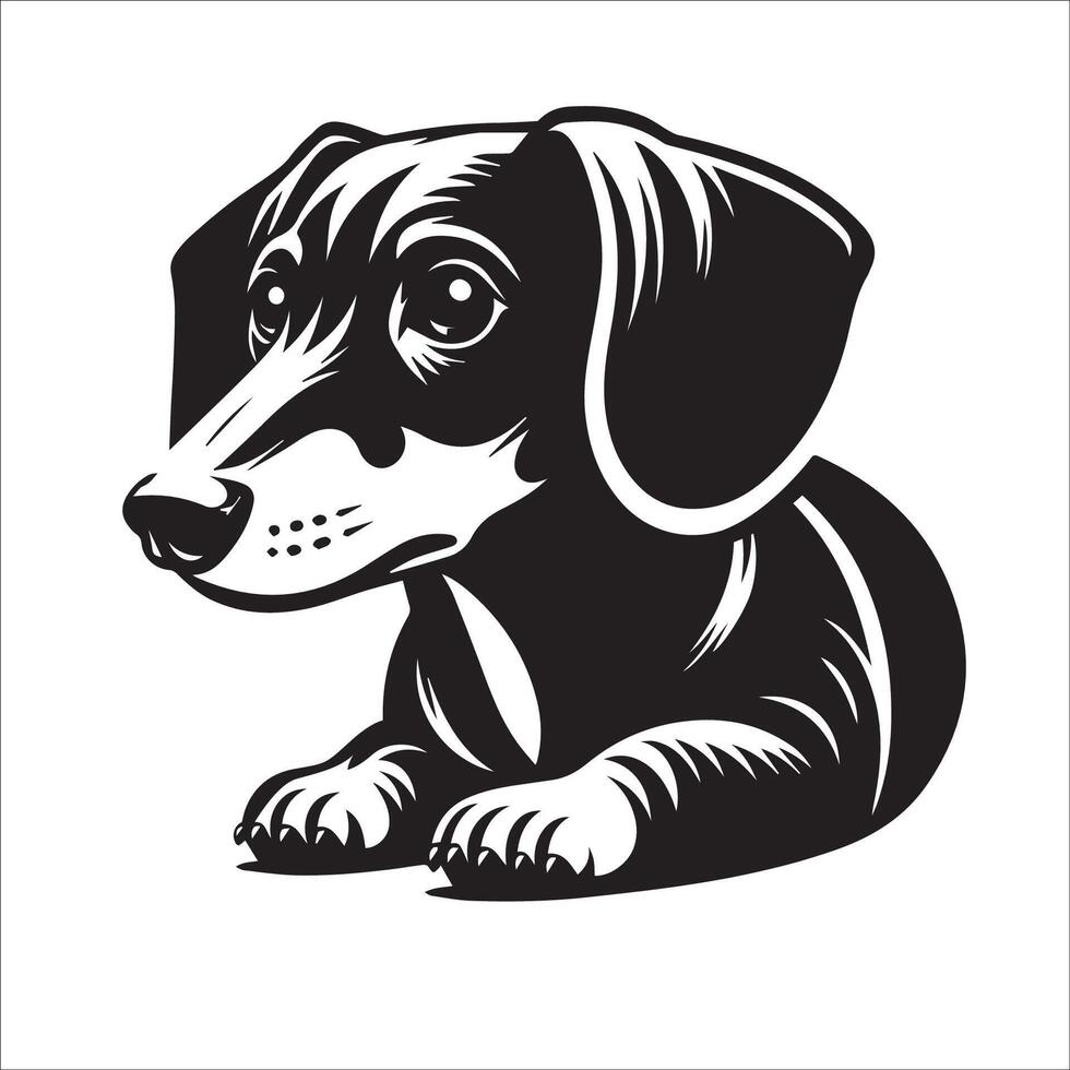 Dachshund Dog - A Dachshund Dog Protective face illustration in black and white vector