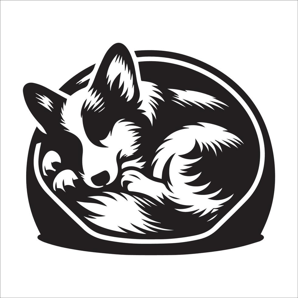 A Pembroke Welsh Corgi illustration in black and white Running vector