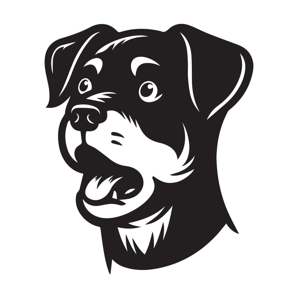 Rottweiler Dog - A Surprised Rottweiler Dog face illustration in black and white vector