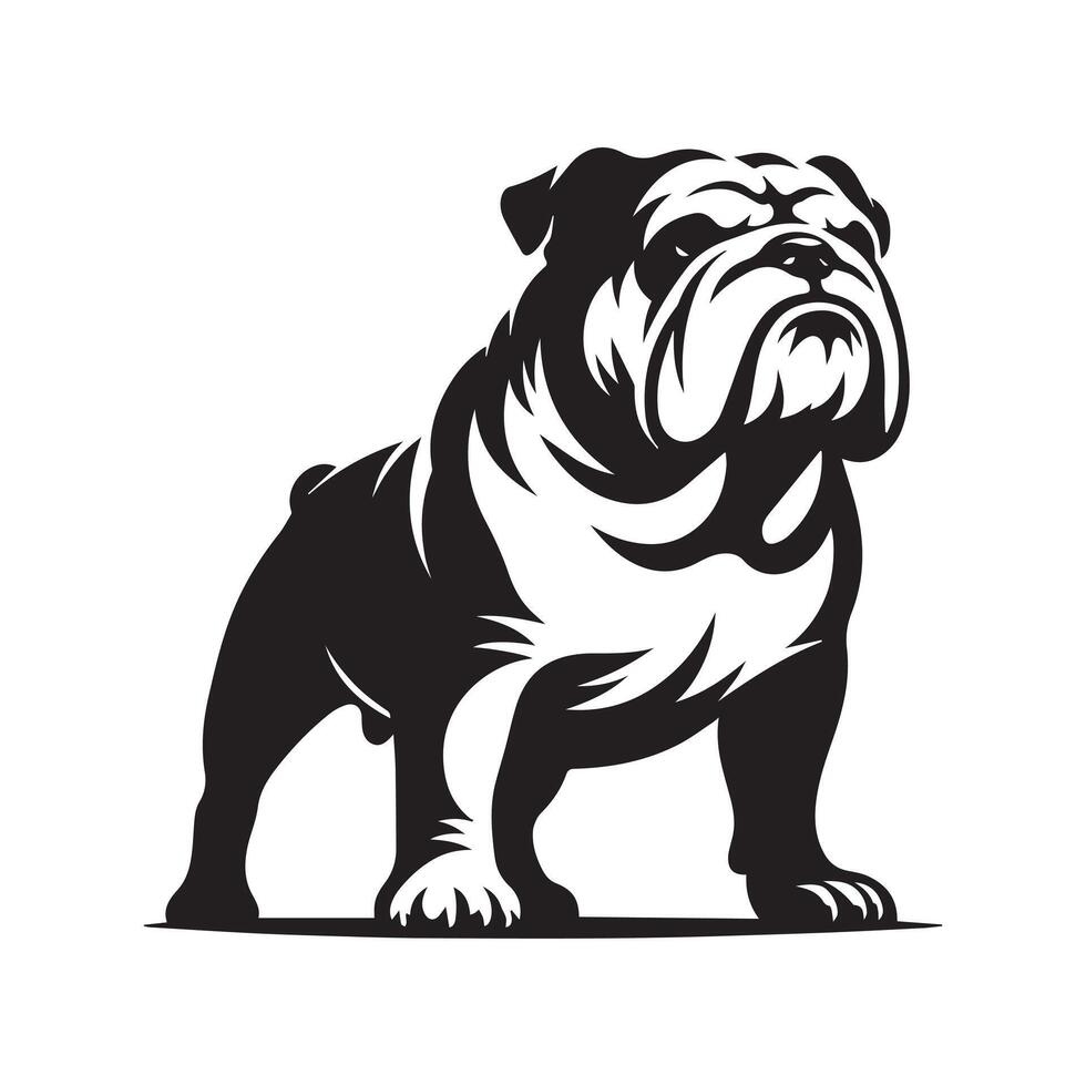 black and white A Proud Bulldog illustration vector
