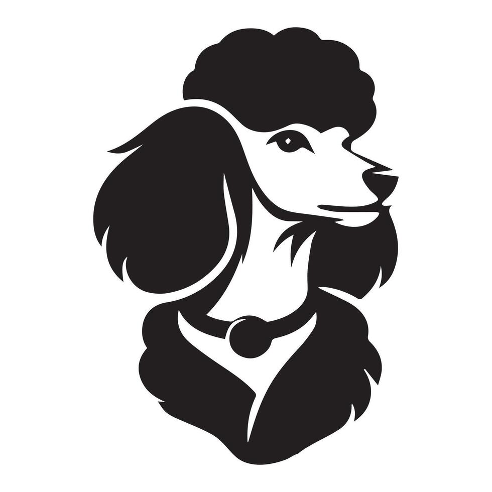 Poodle Dog Logo - A Confident Poodle Dog face illustration in black and white vector