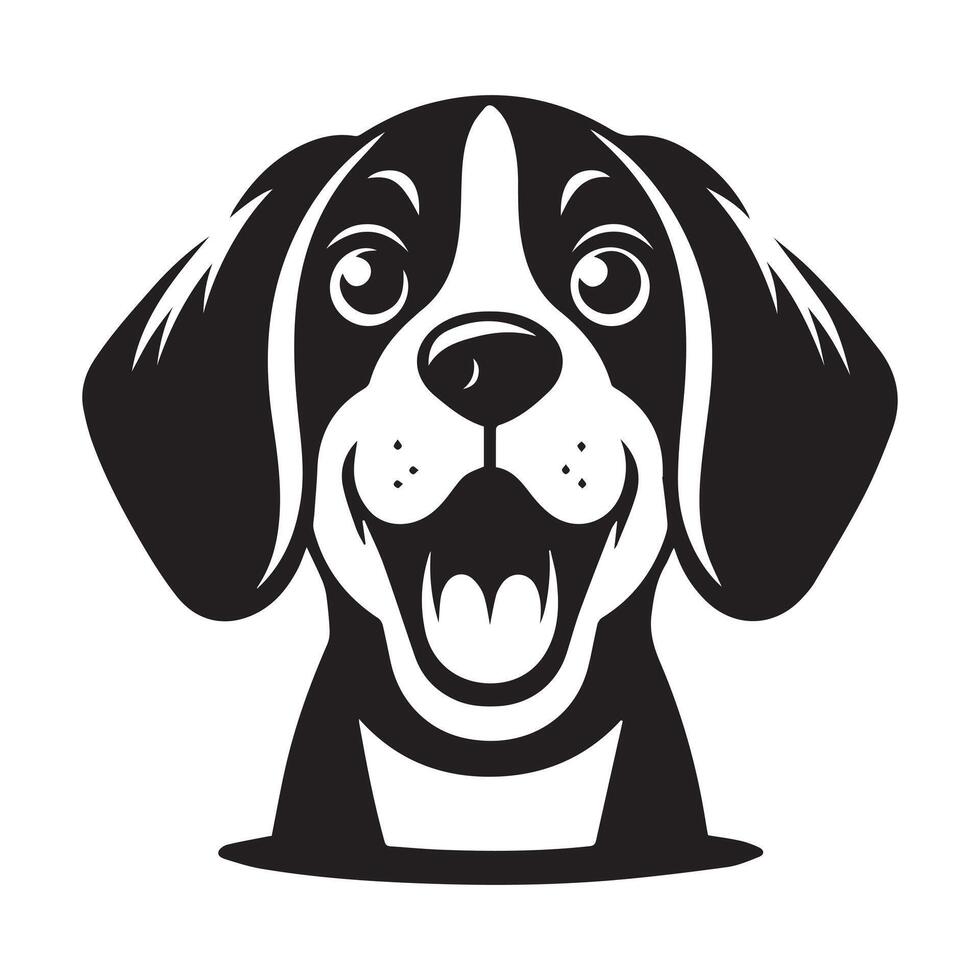 Beagle - A Excited Beagle face illustration in black and white vector