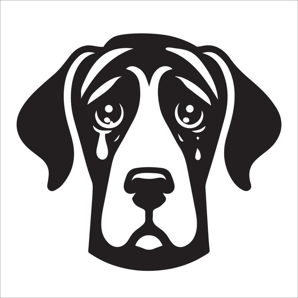 Great Dane Dog - A Great Dane Sorrowful face illustration in black and white vector
