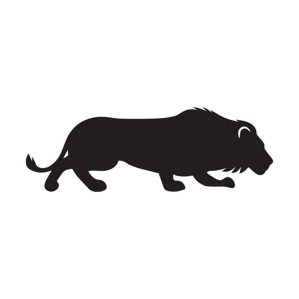 Lion silhouette - spying lion illustration on a white background vector
