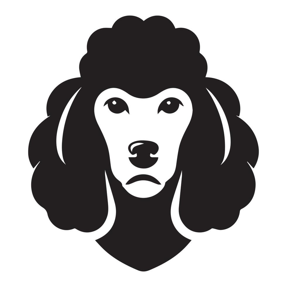 Poodle Dog - A Solemn Poodle Dog face illustration in black and white vector
