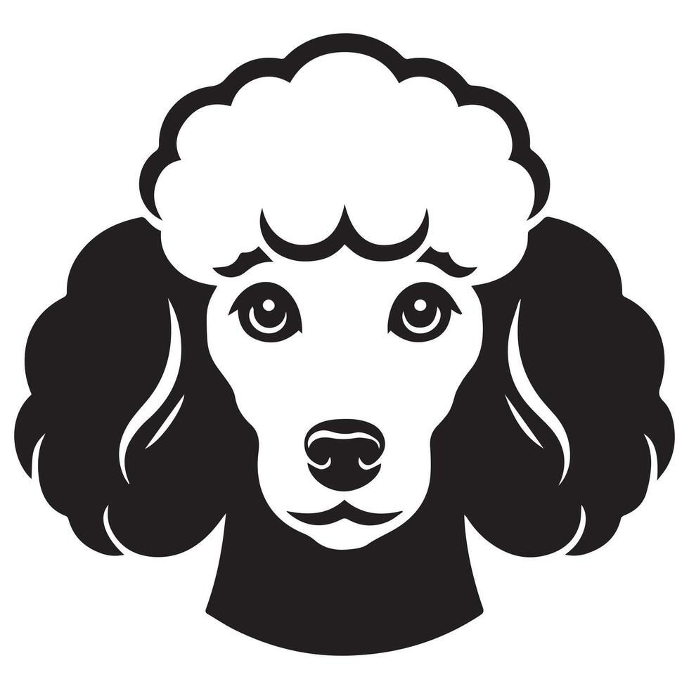 Poodle Dog Logo - A Dignified Poodle Dog face illustration in black and white vector