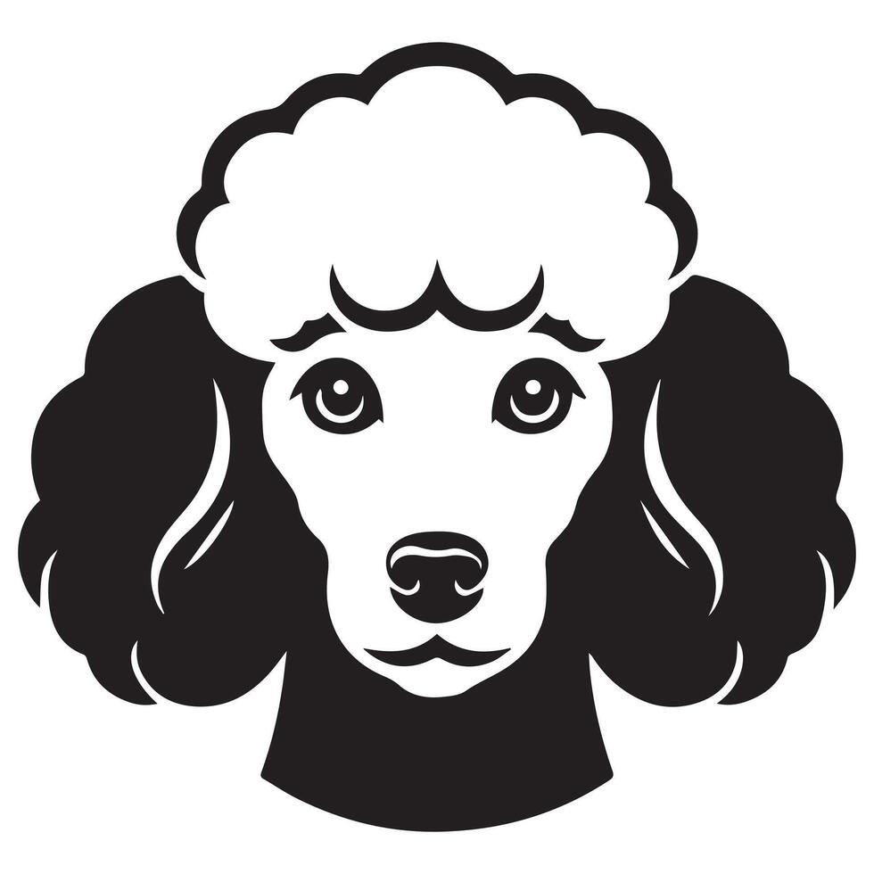 caniche perro logo - un digno caniche perro cara ilustración en negro y blanco vector