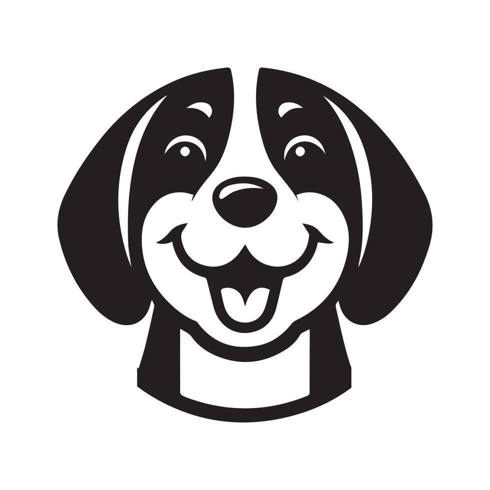 Beagle Dog - A Amused Beagle Dog face illustration in black and white vector