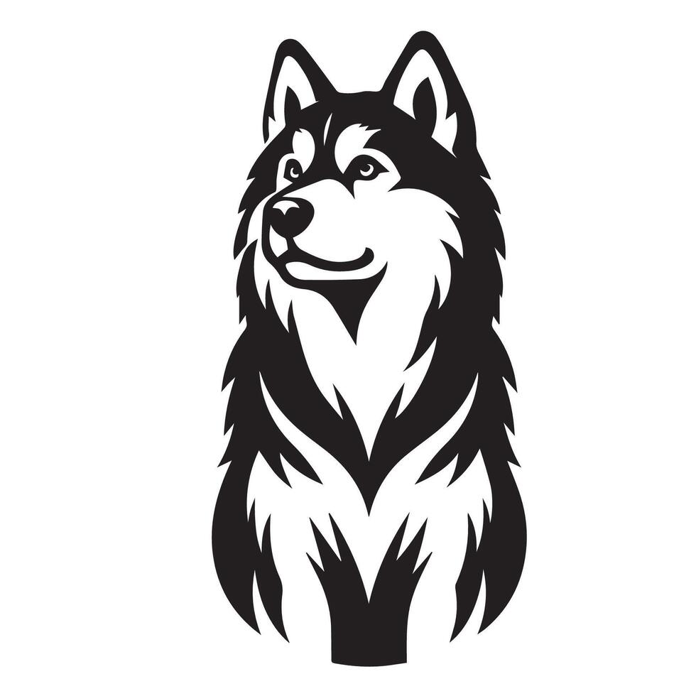 Dog - A Siberian Husky Dog Protective face illustration in black and white vector