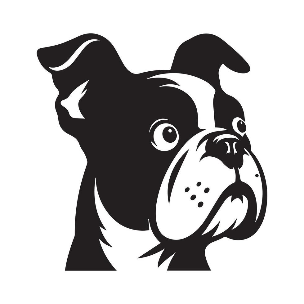 Dog silhouette - A Startled Bulldog face illustration on a white background vector