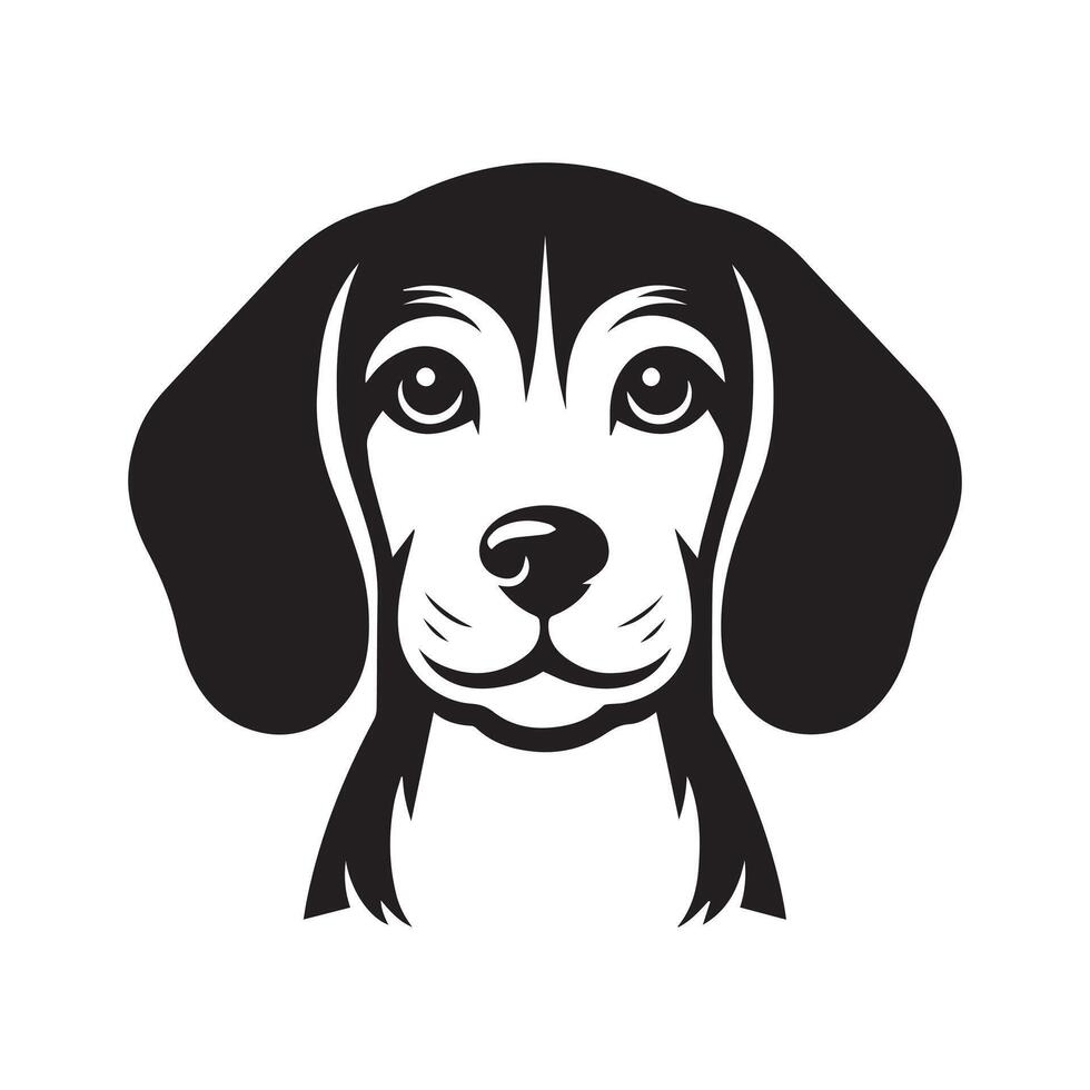 Beagle Dog - A Loving Beagle Dog face illustration in black and white vector