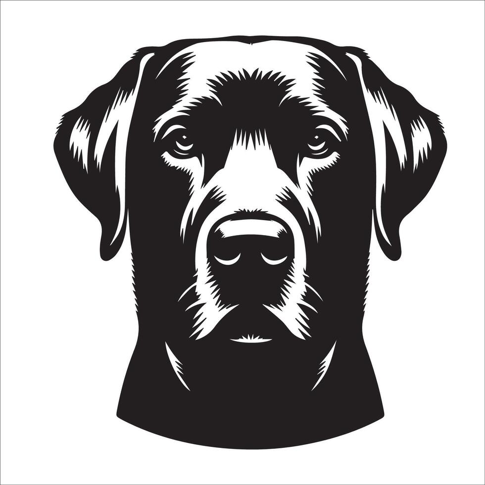 Labrador Retriever silhouette - An intense Labrador Retriever face illustration on a white background vector